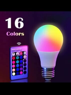 Smart RGB LED Light Bulb with Remote - Multicolor 2-pc